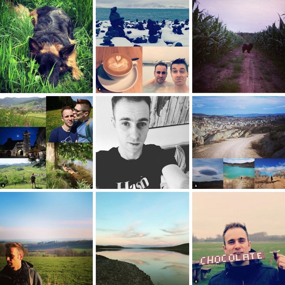 Collage van posts van het Instagramaccount van Andy.